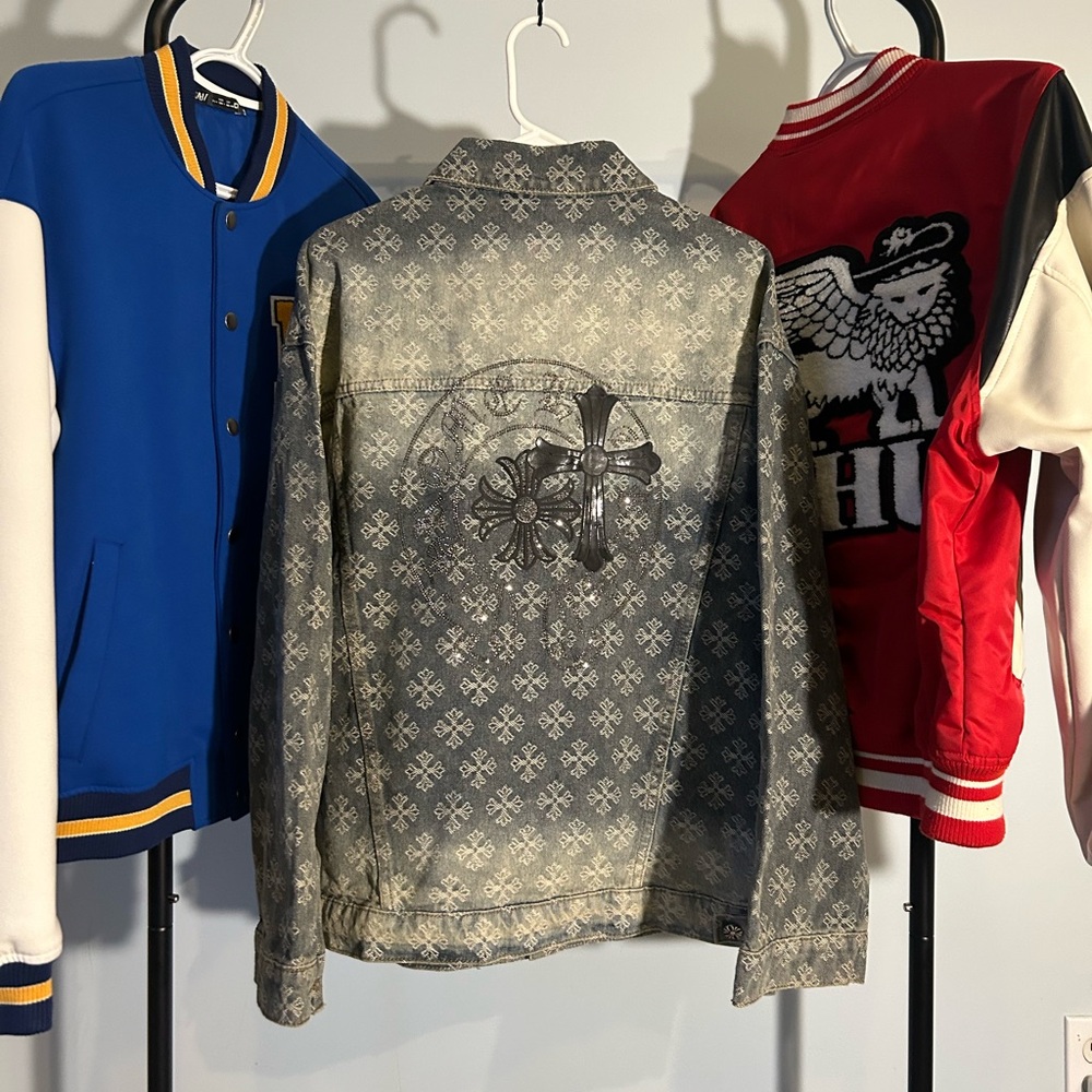 🚨SOLD‼️Custom Chrome Hearts Logo Print Denim Jacket - Picture 5 of 5